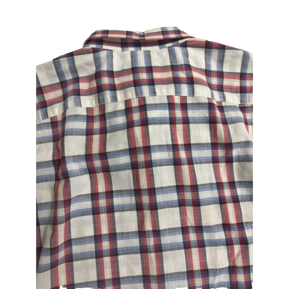 Banana Republic Shirt Mens Large White Plaid Short Sleeve Slim Fit - Picture 5 of 7